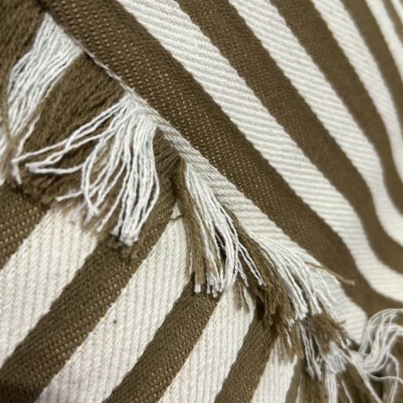 White & Dark beige striped tote with fringe. New from my boutique. - Picture 2 of 4